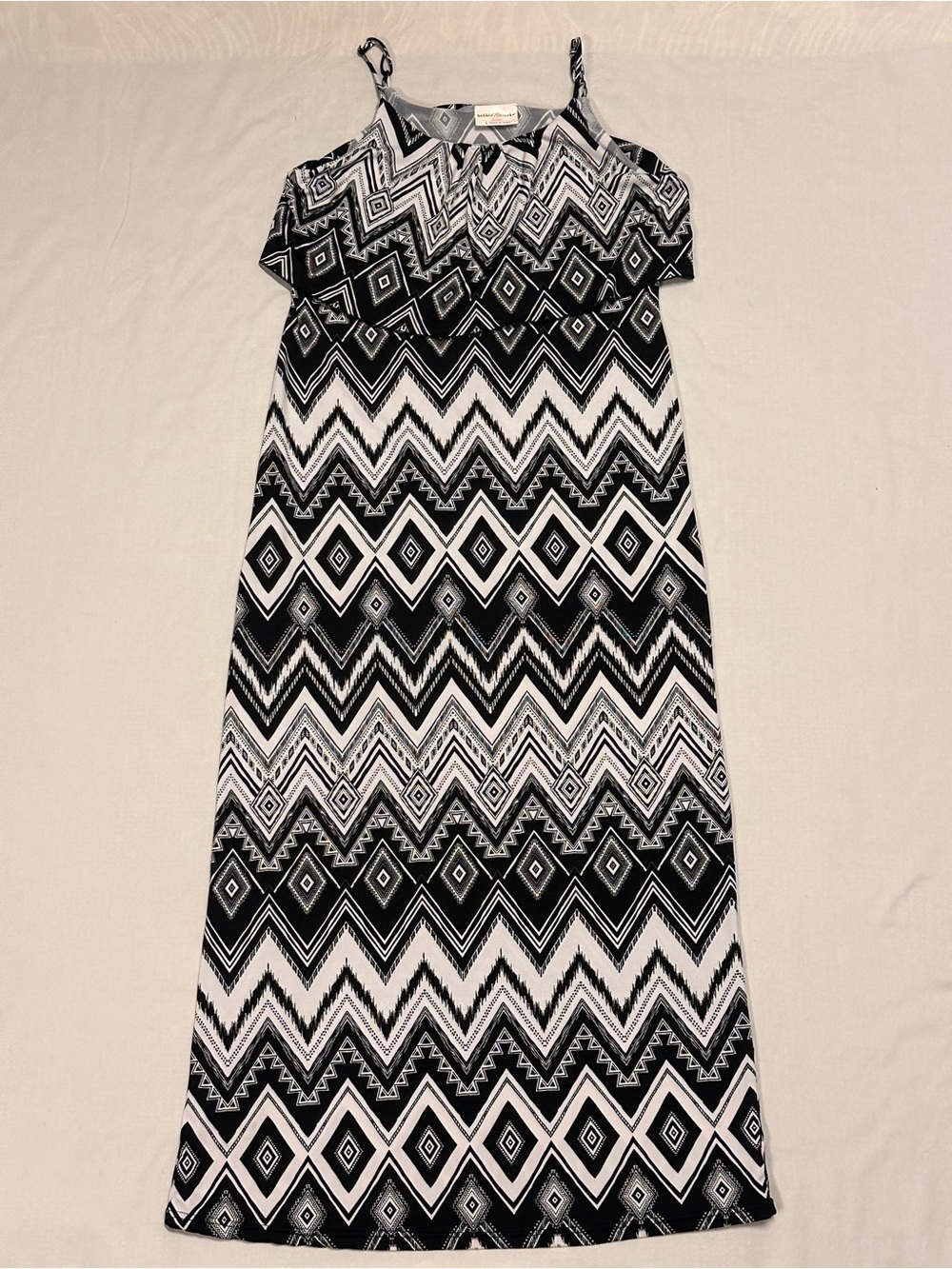 Bobbie Brooks Black & White Geometric Maxi Dress